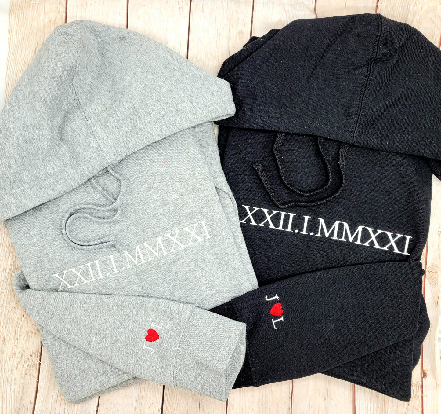 Roman Numeral Date Embroidered Hoodie