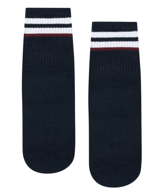 Men's Crew Non Slip Grip Sock Nautical Stripe