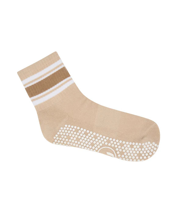 Custom Crew Grip non slip Sock Beige stripe