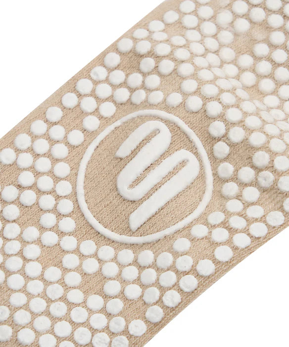 Custom Crew Grip non slip Sock Beige stripe