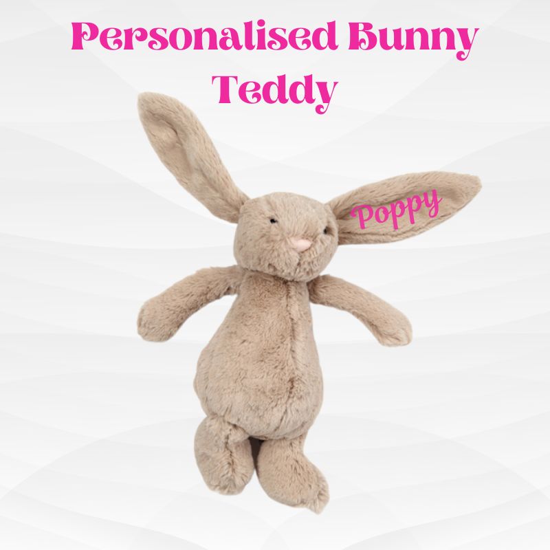 Personalised Teddy bear for Newborn gift Embroidered name on bunny teddy Personalised teddies