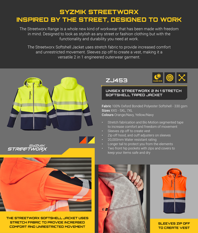 Unisex Street Worx 2 In 1 Stretch Softshell Jacket ZJ453
