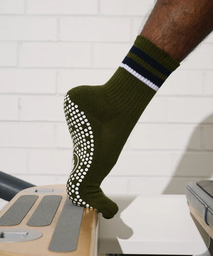 Men's Crew Non Slip Grip Sock Nautical Stripe (Copy)