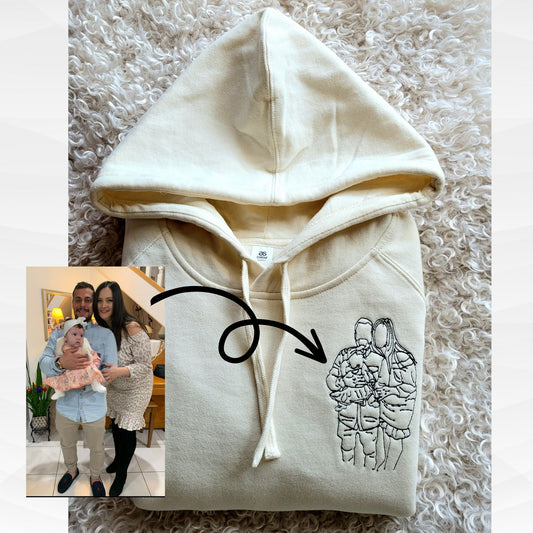 Custom Embroidered line drawing hoody