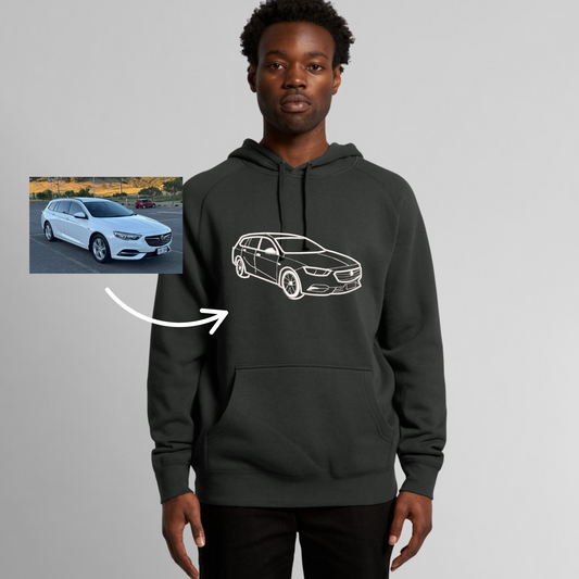 Personalised Car Embroidered Line drawing car portrait sketch