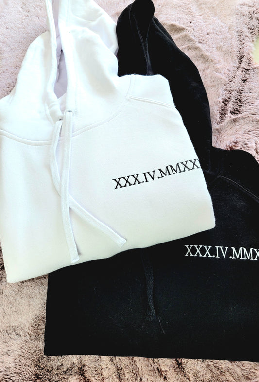Embroidered personalised roman Numeral date jumper Gift for wedding anniversary birthday gift for couple matching date gift