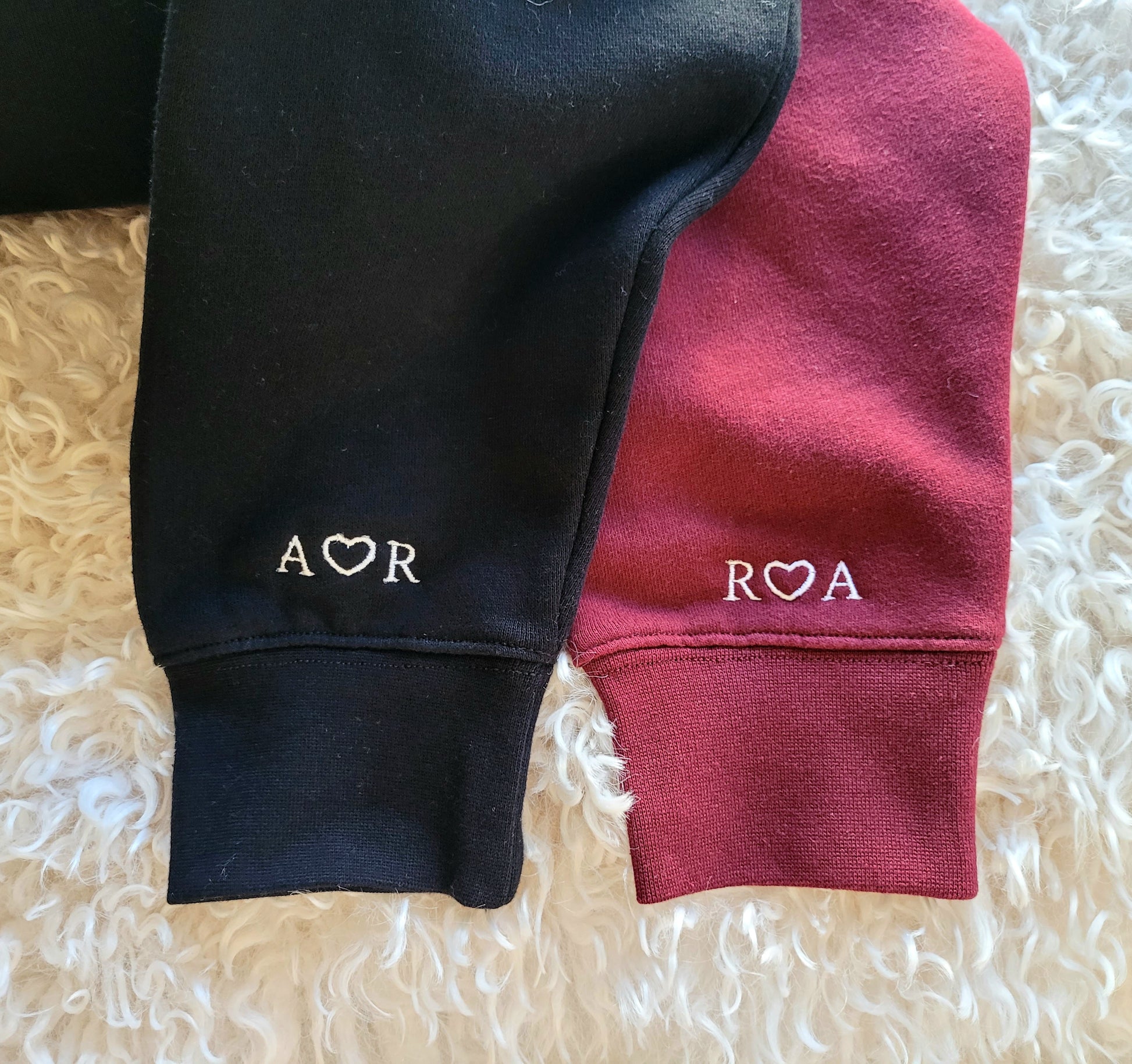 Embroidered sleeve detail personalised name and date jumper 