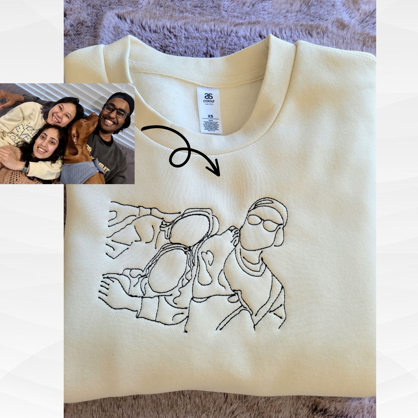 Custom Embroidered line drawing hoody