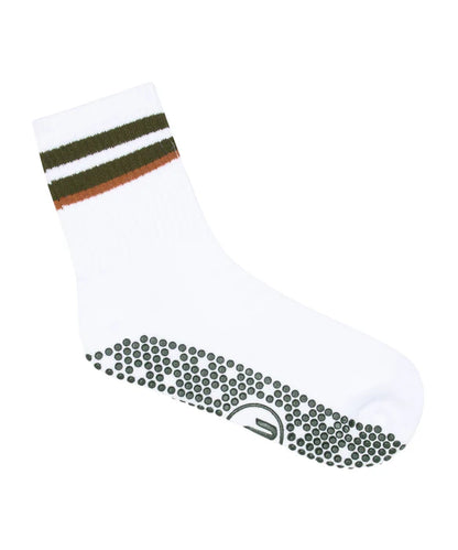 Men's Crew Non Slip Grip Sock Ivory Erth
