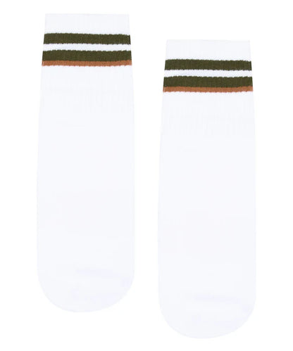 Men's Crew Non Slip Grip Sock Ivory Erth