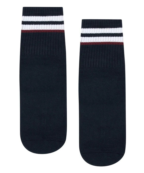 Men's Crew Non Slip Grip Sock Nautical Stripe
