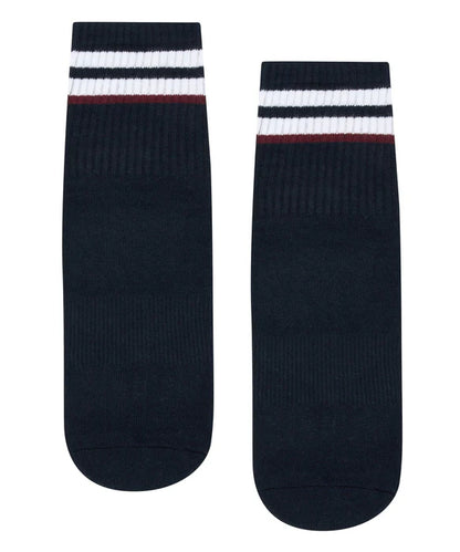 Men's Crew Non Slip Grip Sock Nautical Stripe