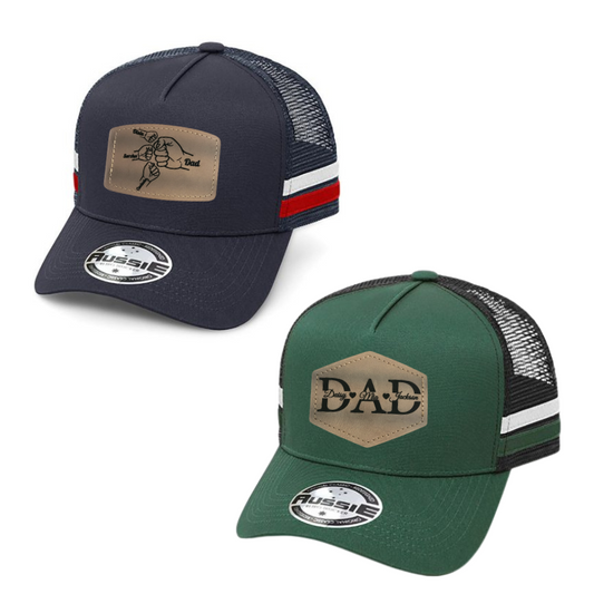 Personalised Dad stripe trucker cap