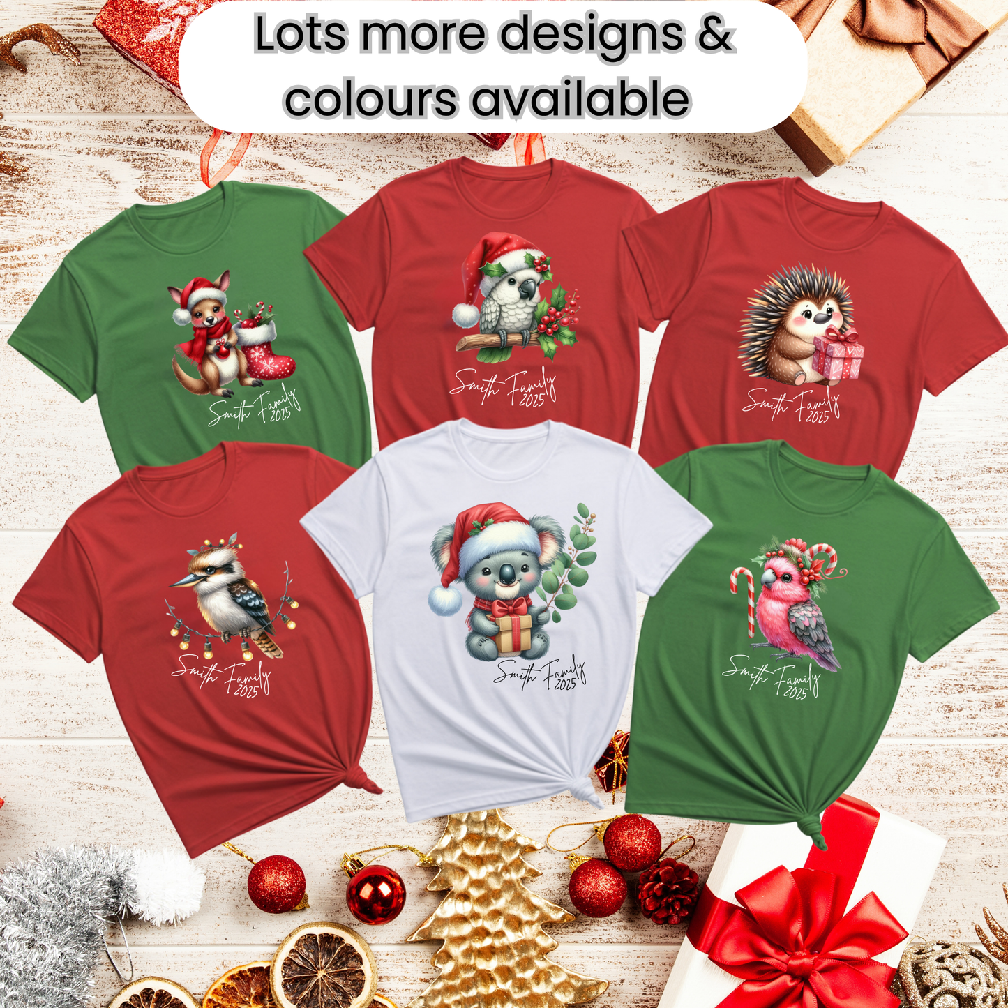Australian theme Christmas family matching T-shirts