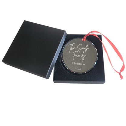 Personalised Family Baby Gift Engraved Crystal Christmas Tree Decoration