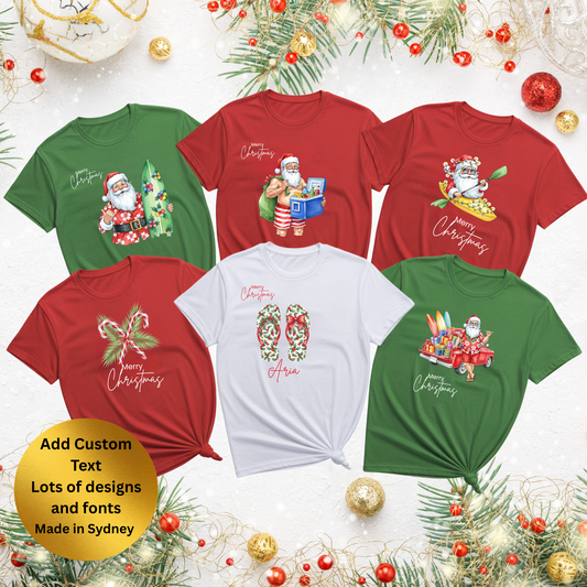 Aussie Santa theme Christmas family matching T-shirts (Copy)