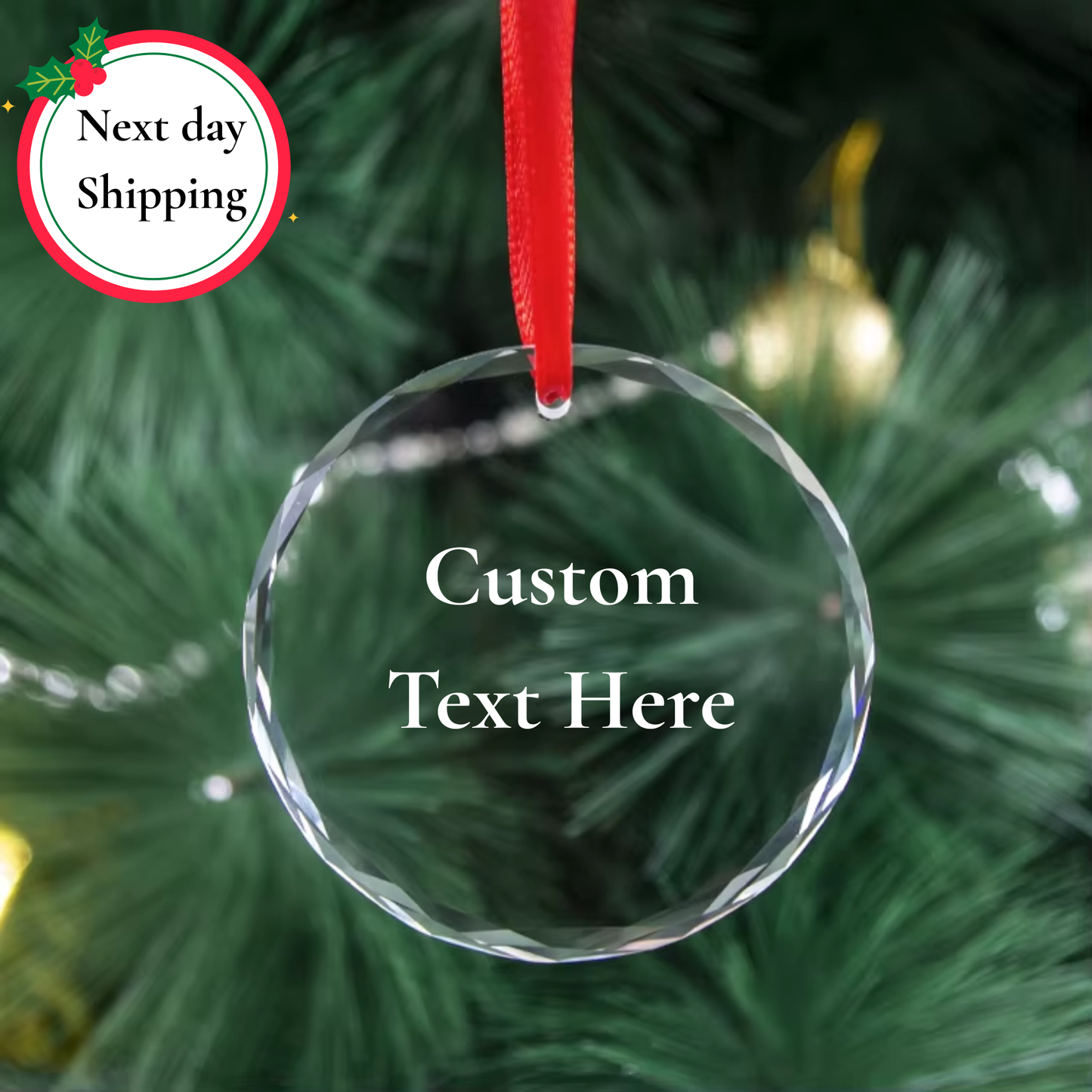 Personalised Family Baby Gift Engraved Crystal Christmas Tree Decoration
