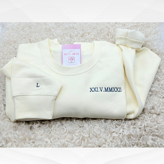 Roman Numeral Embroidered Sweat shirt