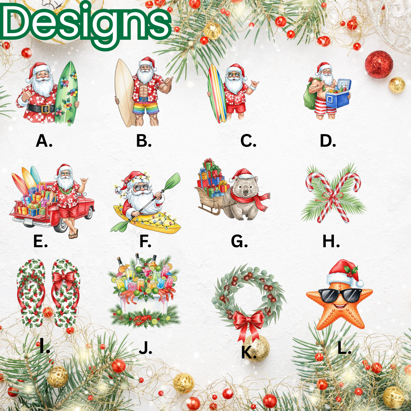 Aussie Santa theme Christmas family matching T-shirts (Copy)